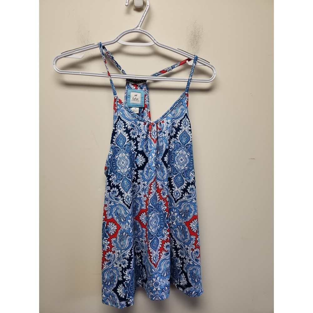 Echo Camisole Tank Top Blue Paisley Women's Small New